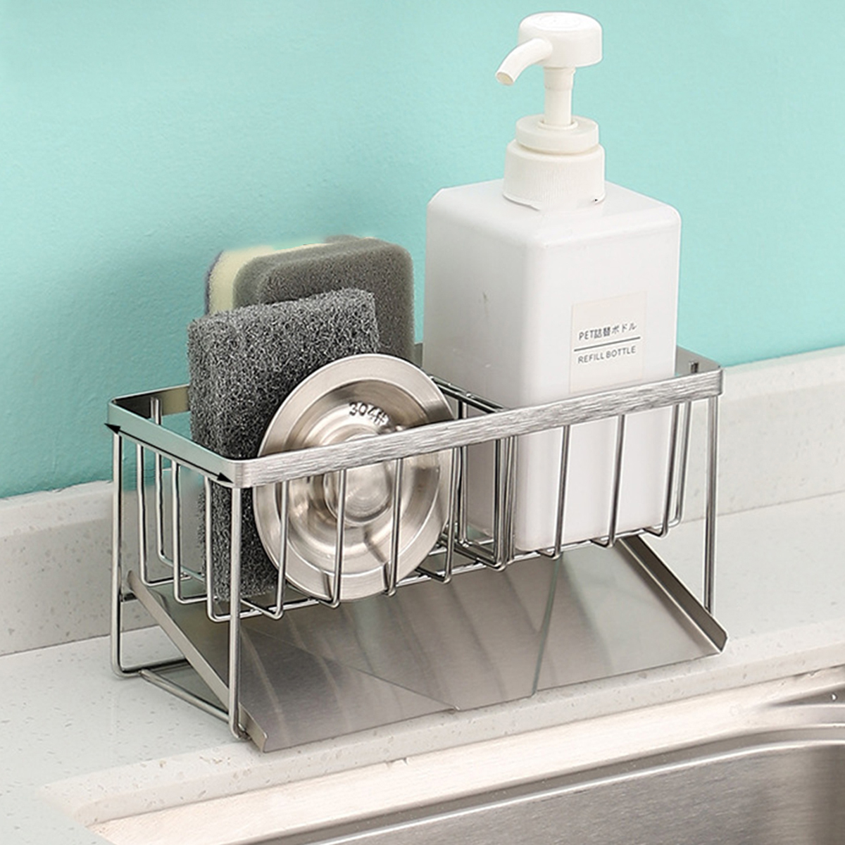 Kitchen Appliances Storage - Sink sponge Holder 304 stainless steel,Soap