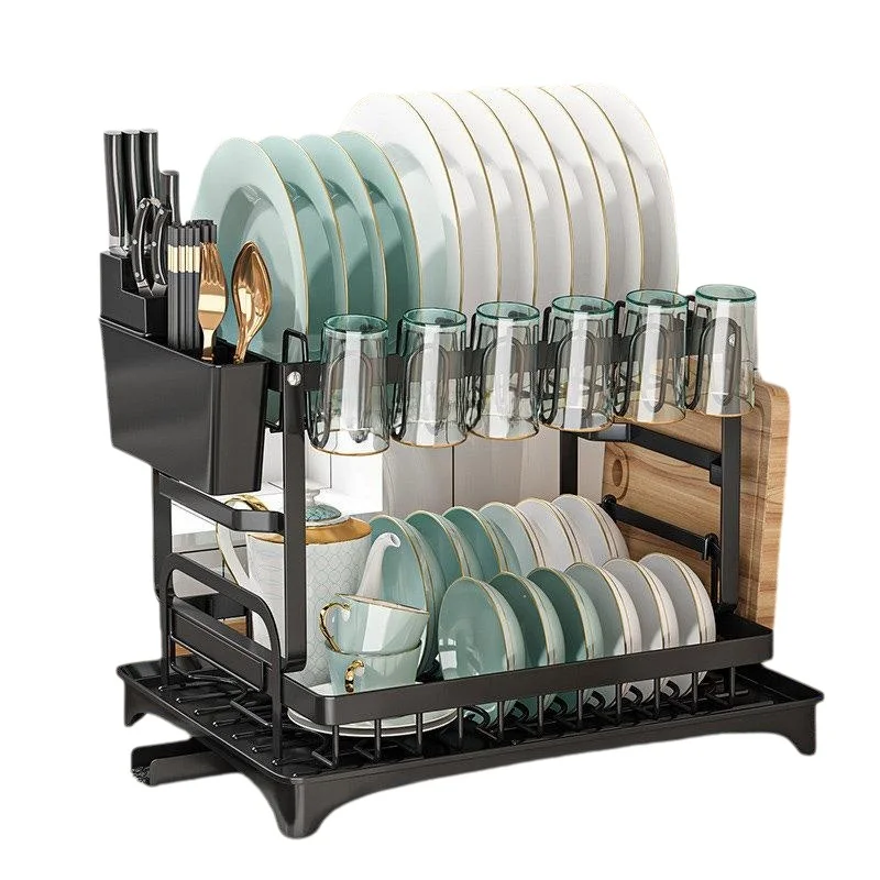 Kitchen Appliances Storage - 2 Tier Dish Drying Rack with