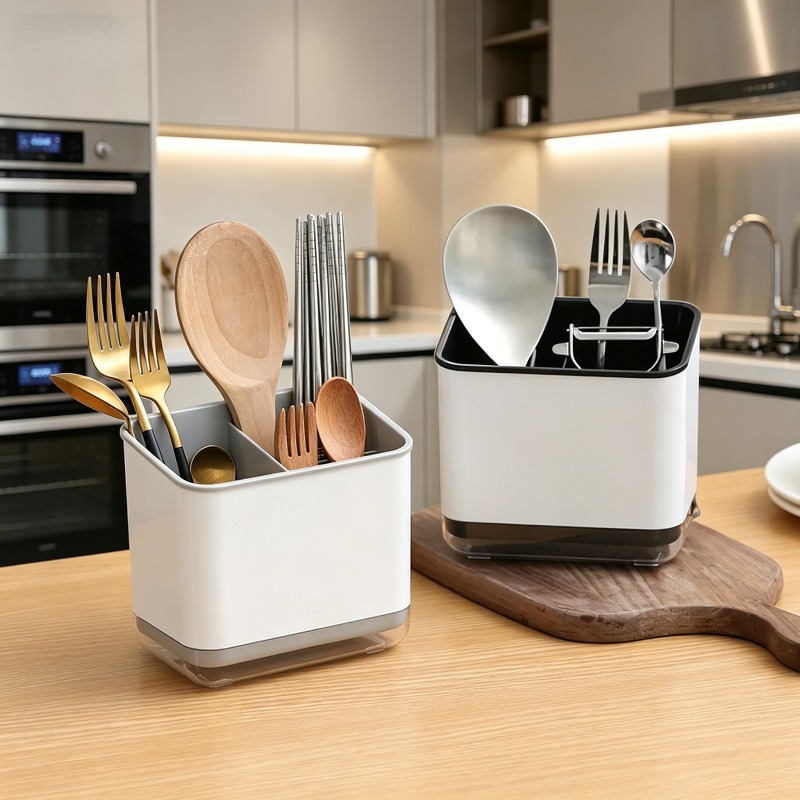 Kitchen Appliances Storage - 1pc Double Layer Cutlery Drain Rack