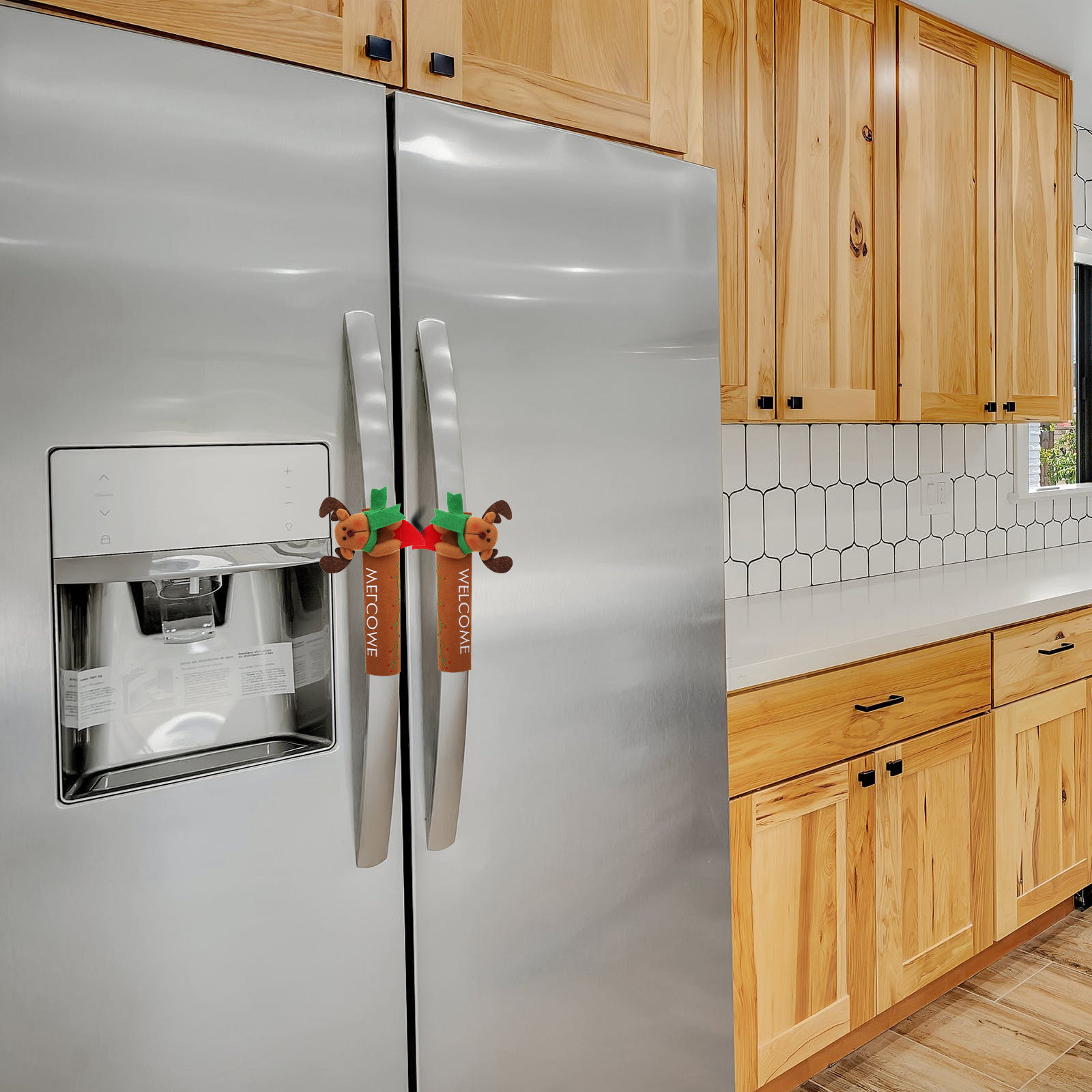 Kitchen Appliances For.Xmas - 2Pcs Xmas Fridge Handle Covers Festive