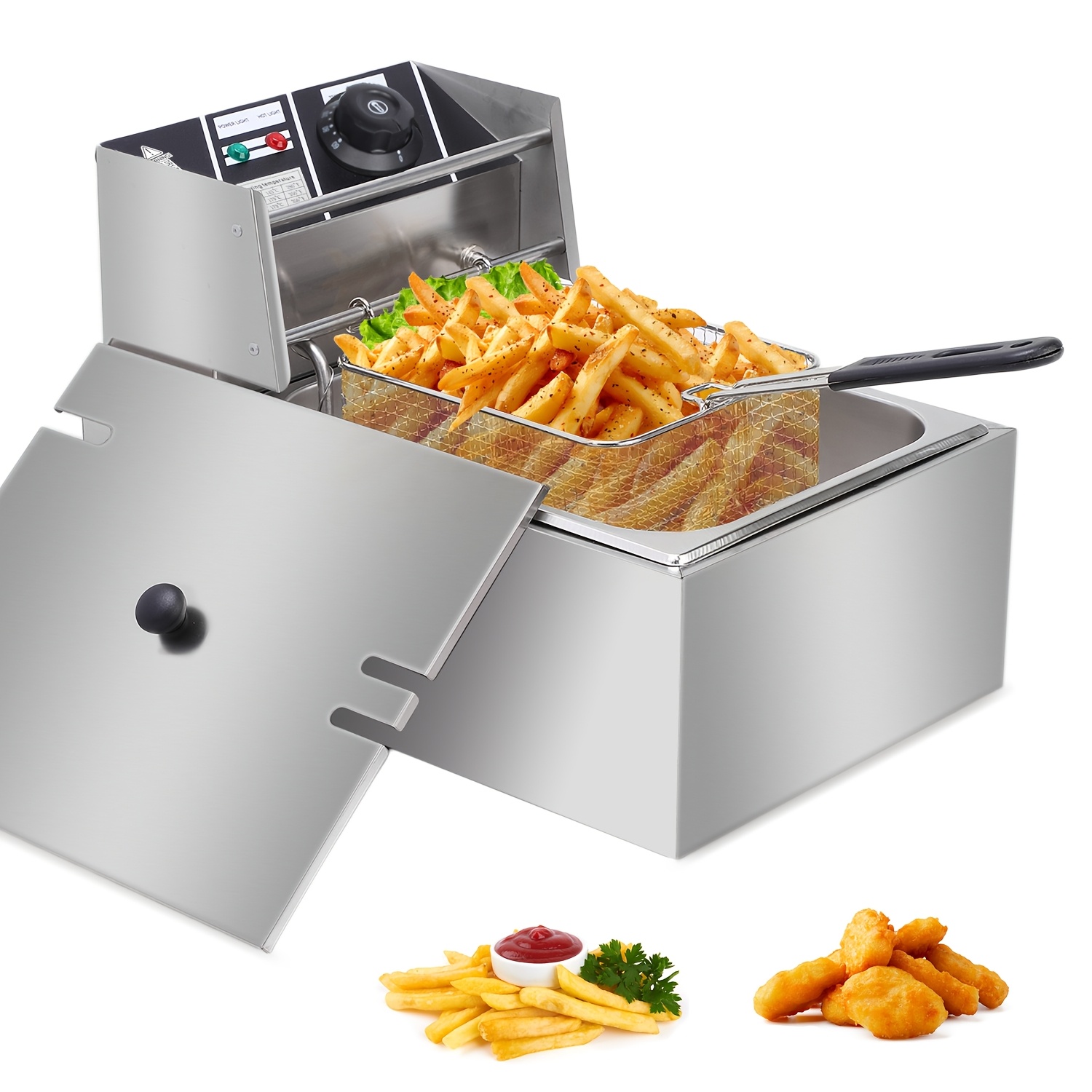 Deep Fryer Stainless - 1.59gal Electric Deep Fryer, with Basket