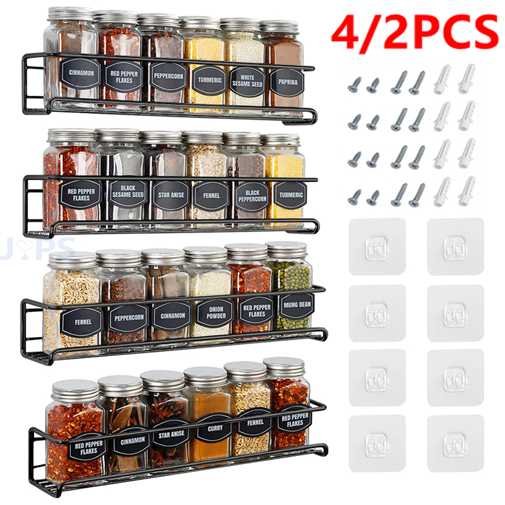 Kitchen Appliances Storage - 4/2PCS Spice Rack Organizer Wall Mount