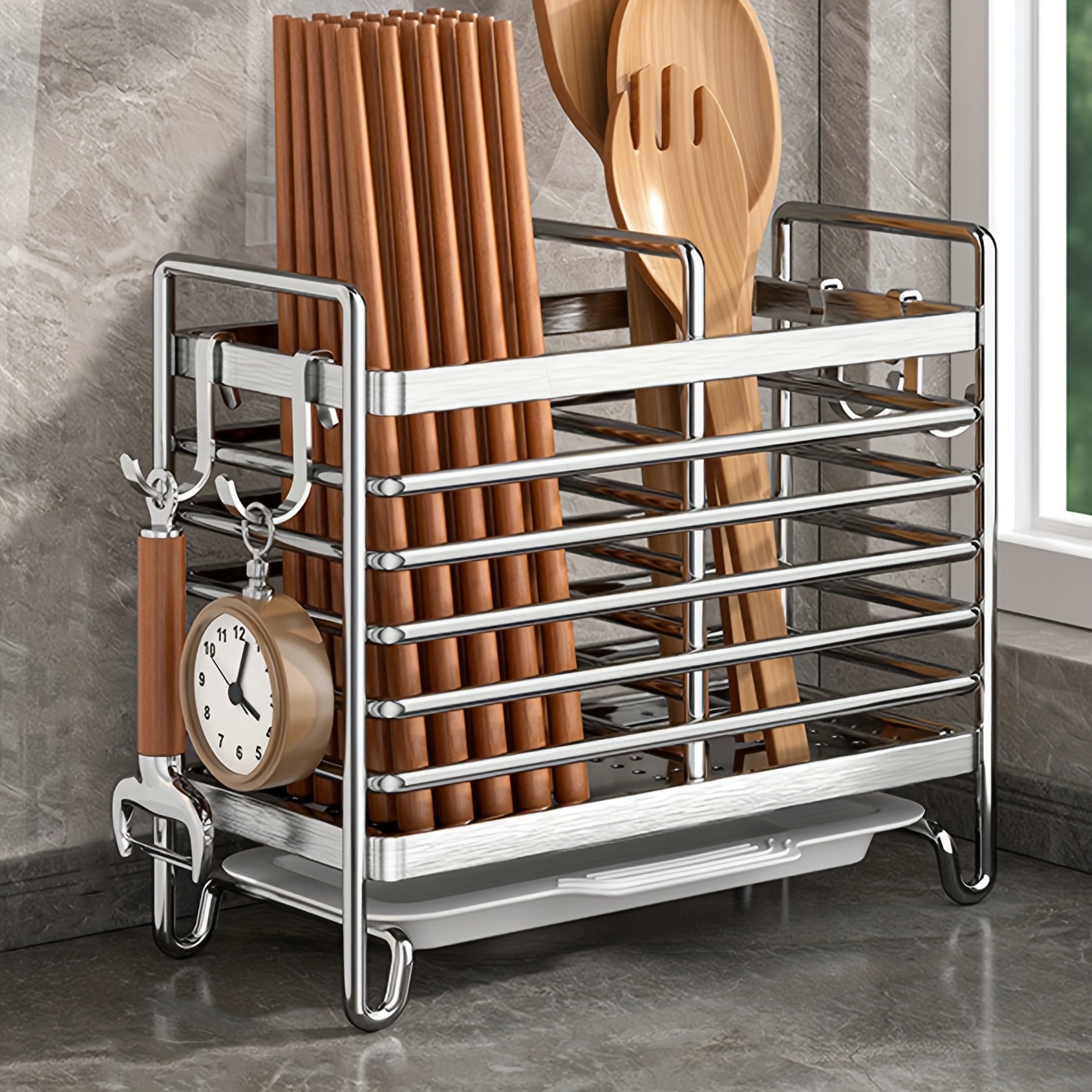 No-Drill Wall-Mounted Utensil  – Kitchen Appliances Storage recenzja i cena