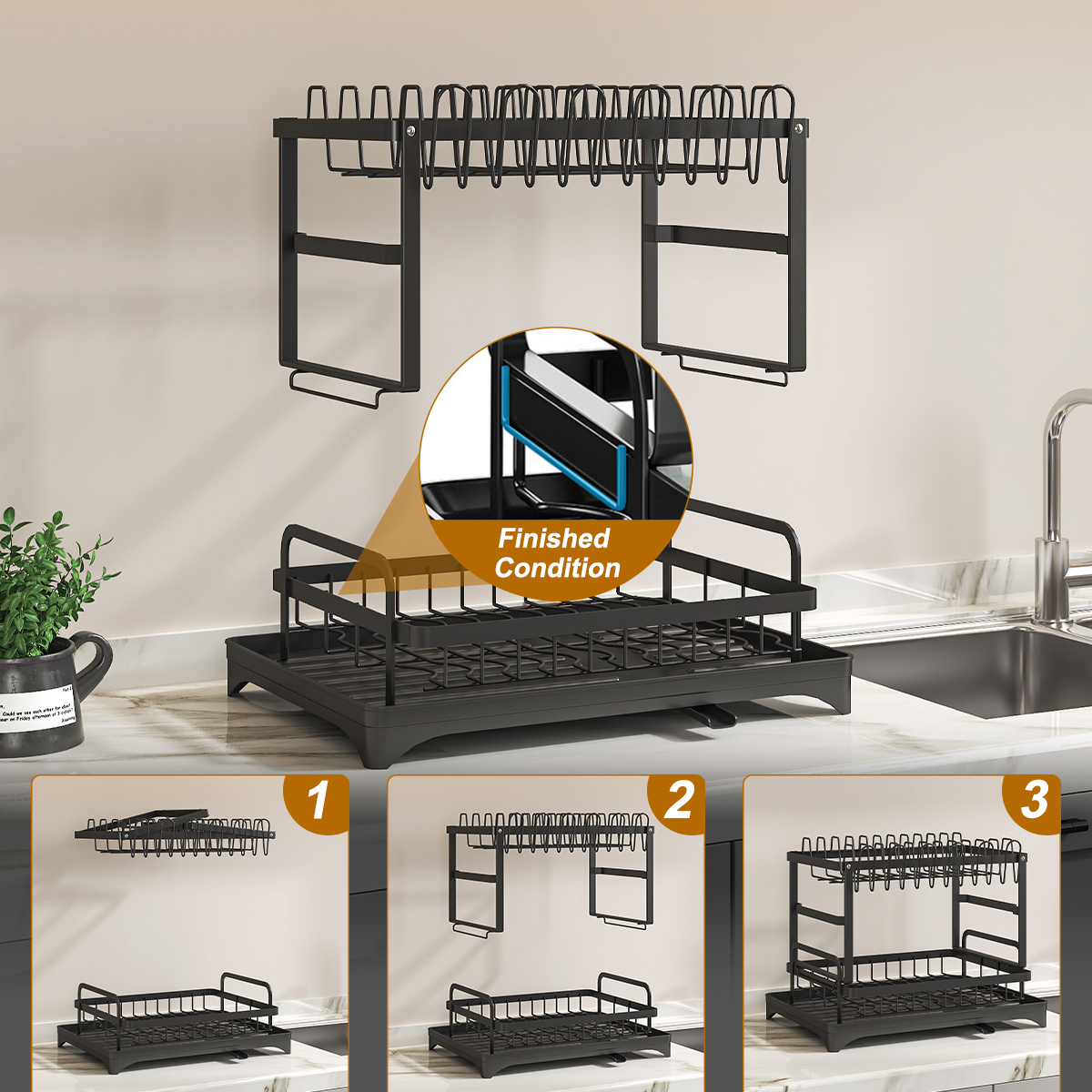 2 Tier Dish Drying Rack with U – Kitchen Appliances Storage recenzja i cena