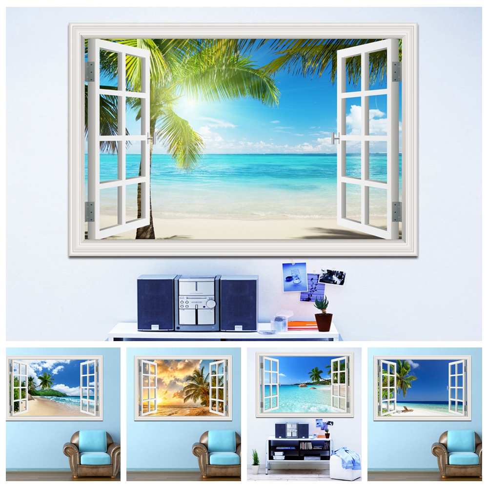 3D Beach Window View Wall Stic – Kitchen Appliances Design recenzja i cena