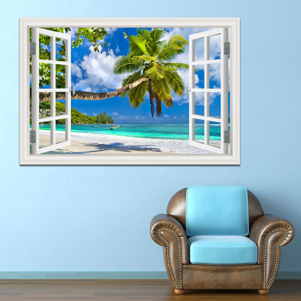 3D Beach Window View Wall Stic – Kitchen Appliances Design recenzja i cena