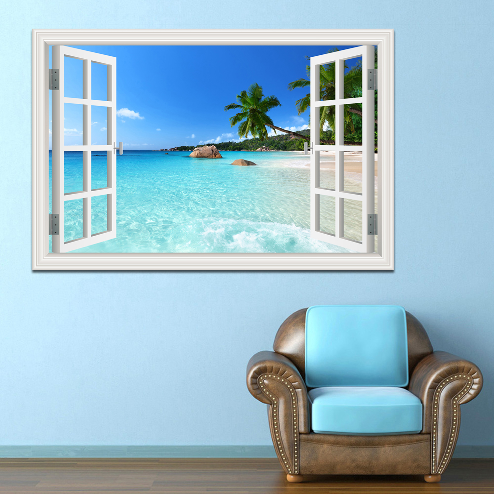 3D Beach Window View Wall Stic – Kitchen Appliances Design recenzja i cena